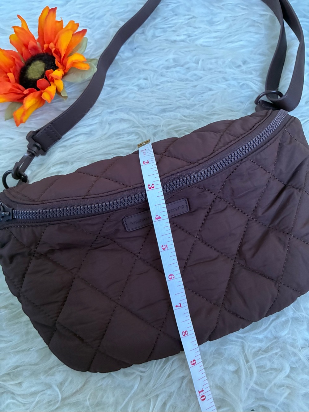 NWOT Poppy and Peonies large Quilted belt Bag in Dark Brown - Picture 8 of 8